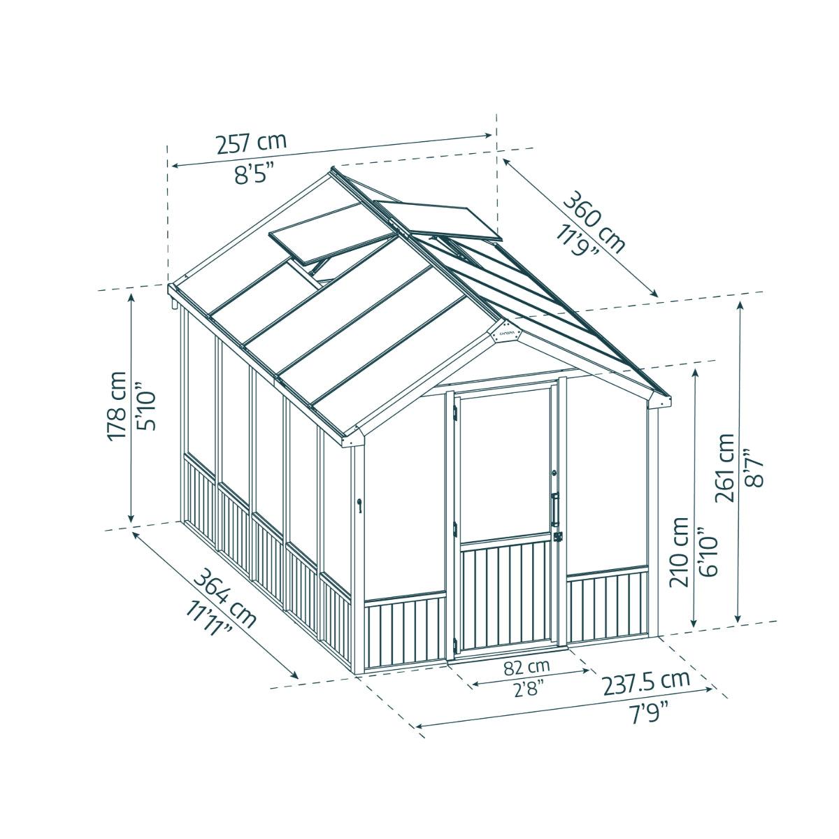 Natura Cedar Wood Polycarbonate Greenhouse 8 x 12 ft. | Palram-Canopia-Delightful Yard