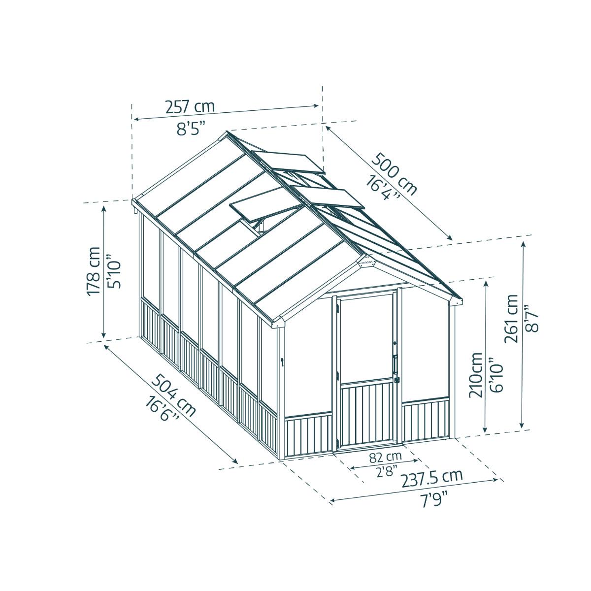 Natura Cedar Wood Polycarbonate Greenhouse 8 x 17 ft. | Palram-Canopia-Delightful Yard