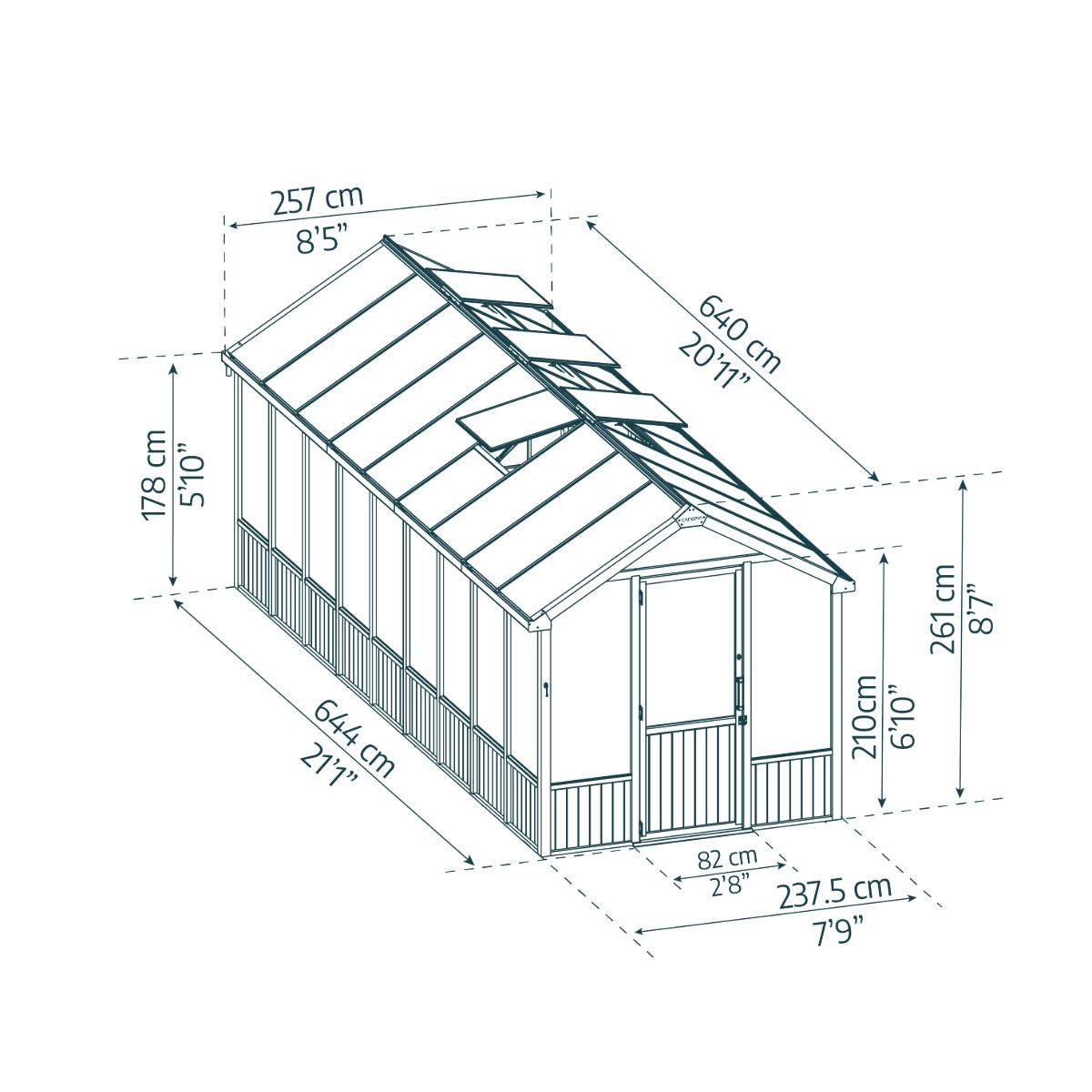 Natura Cedar Wood Polycarbonate Greenhouse 8 x 21 ft. | Palram-Canopia-Delightful Yard