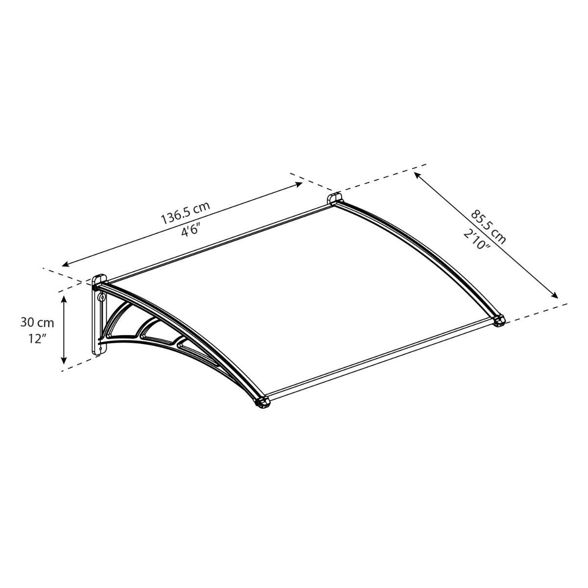 Neo Door Awning 4.5 x 2.8 ft TwinWall Panel | Palram-Canopia-Delightful Yard