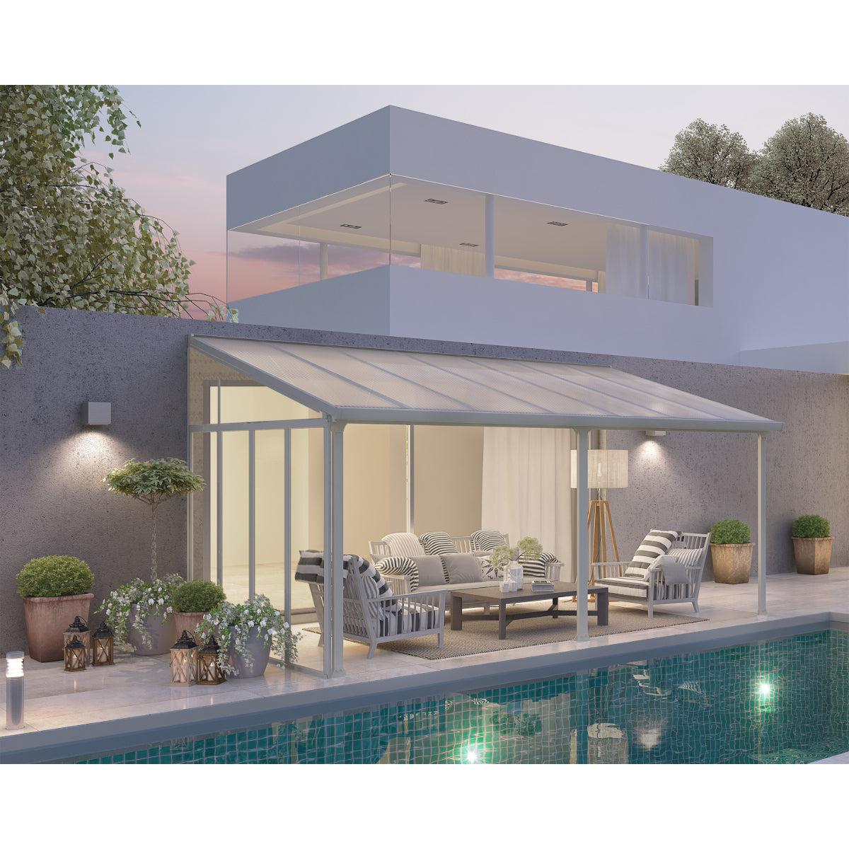 Olympia Aluminum Patio Covers Side Wall Clear Panels | Palram-Canopia-Delightful Yard