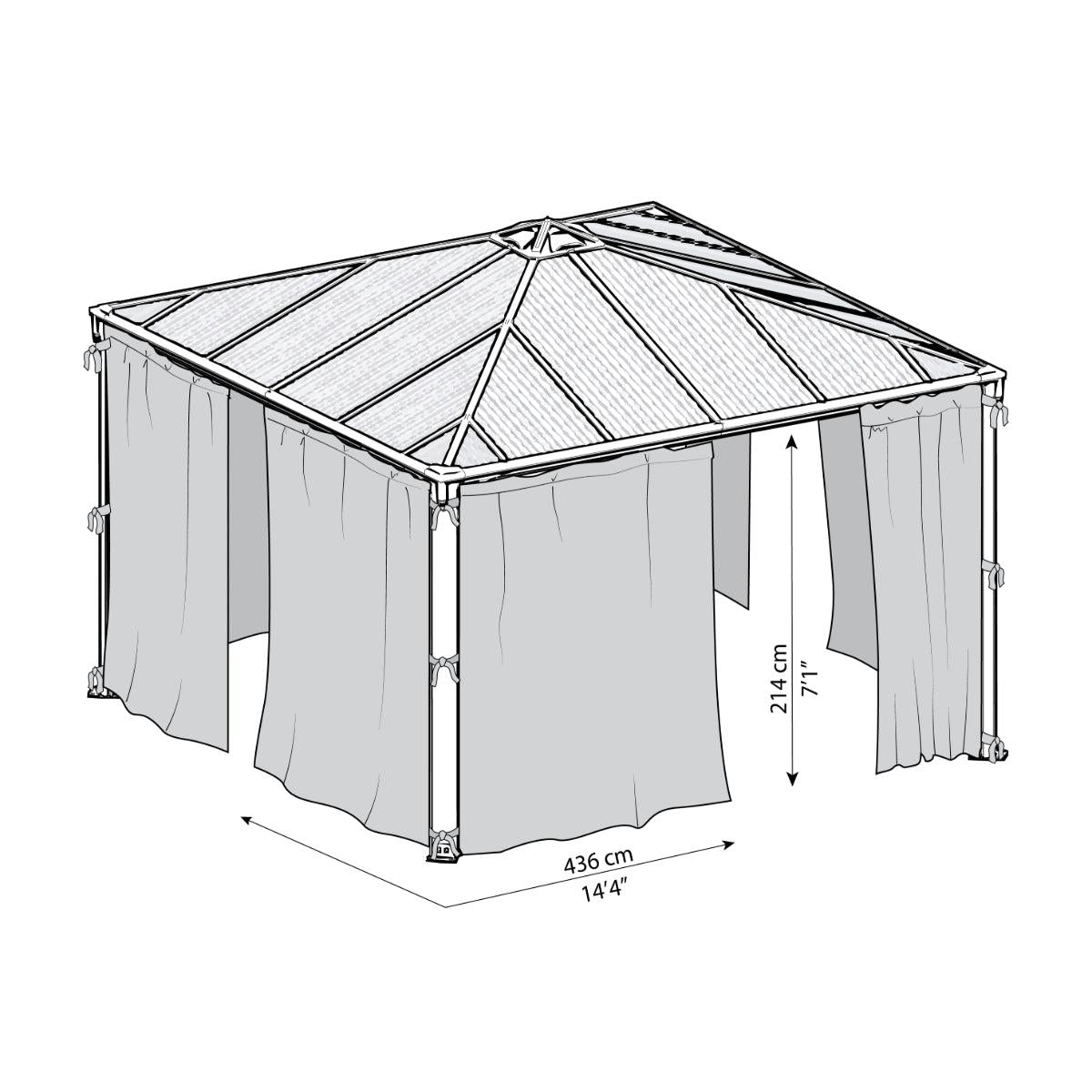 Palermo 14 x 14 ft. Gazebo Mosquito Netting Set | Palram-Canopia-Delightful Yard