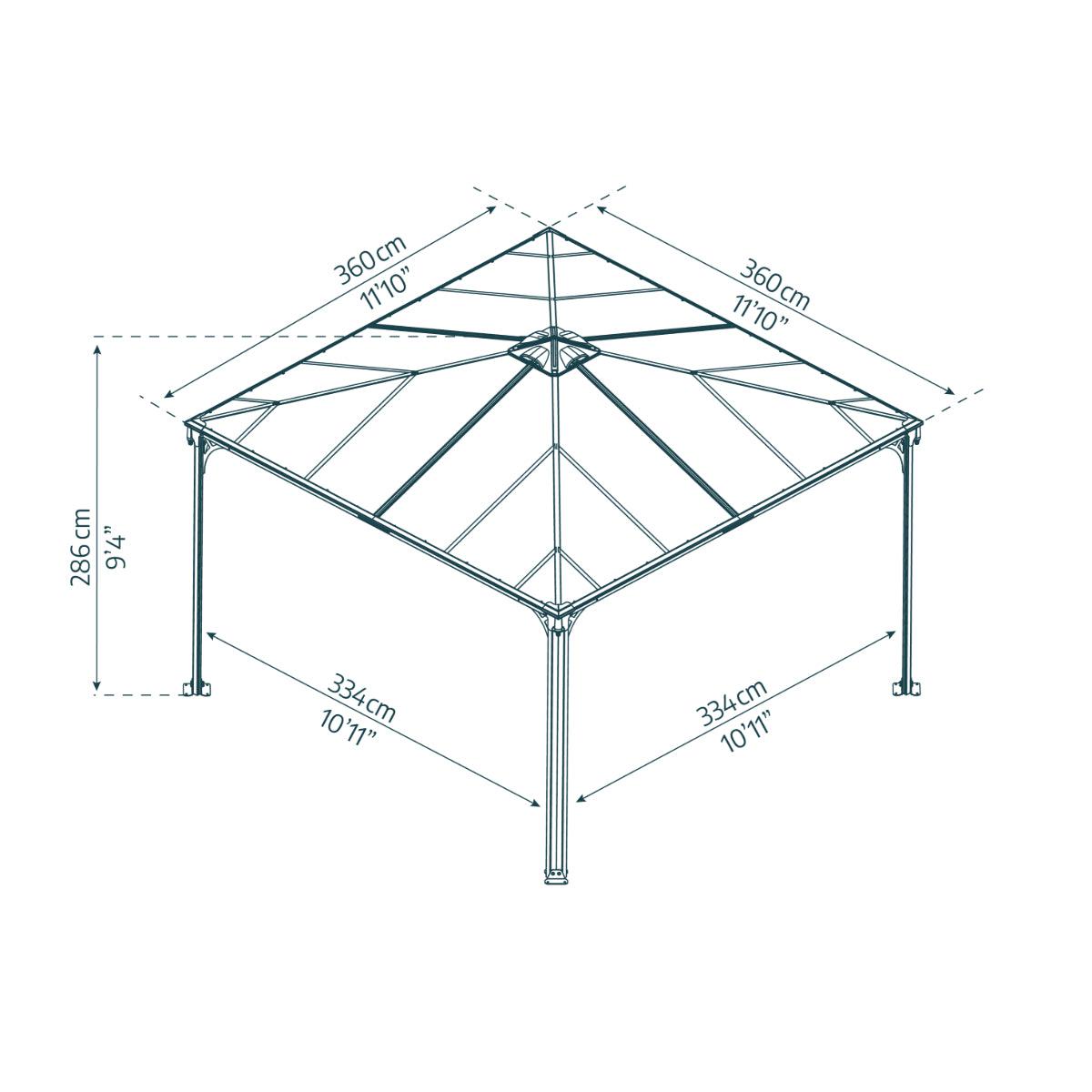 Palermo Aluminum Gazebo 12 x 12 ft. | Palram-Canopia-Delightful Yard