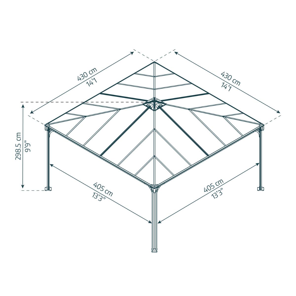 Palermo Aluminum Gazebo 14 x 14 ft. | Palram-Canopia-Delightful Yard