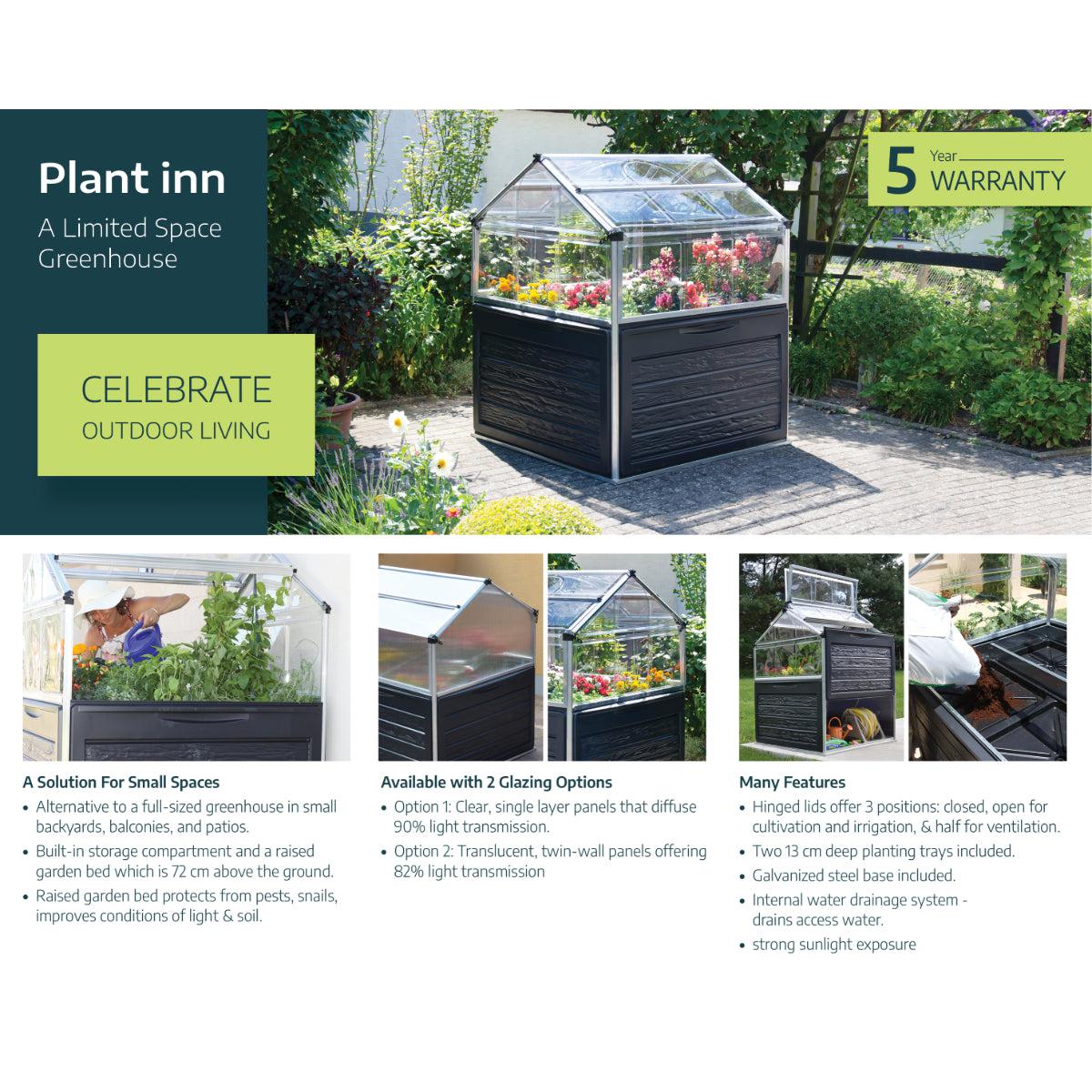 Plant Inn Polycarbonate Mini Greenhouse 4 x 4 ft. | Palram-Canopia-Delightful Yard