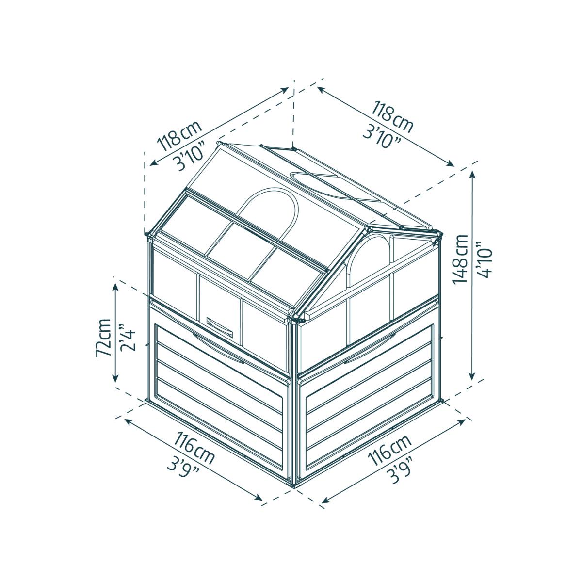 Plant Inn Polycarbonate Mini Greenhouse 4 x 4 ft. | Palram-Canopia-Delightful Yard