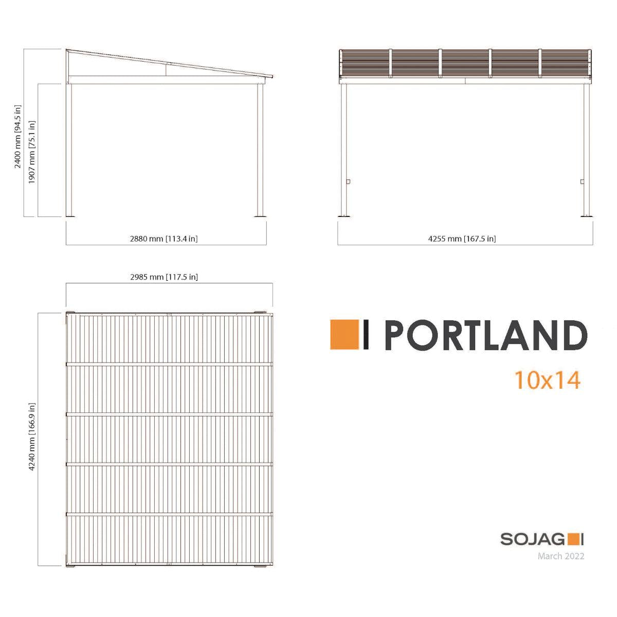 Portland Aluminum Wall-Mounted Gazebo Patio Cover 10 x 14 ft | Sojag-Delightful Yard