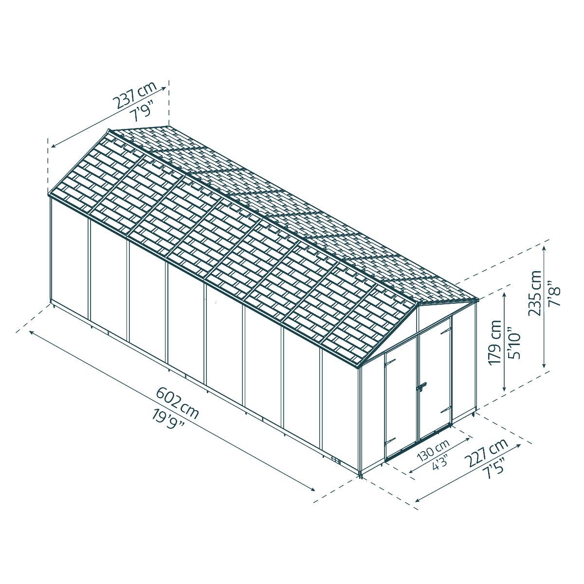 Rubicon Heavy Duty Skylight Shed 8 x 20 ft. | Palram-Canopia-Delightful Yard