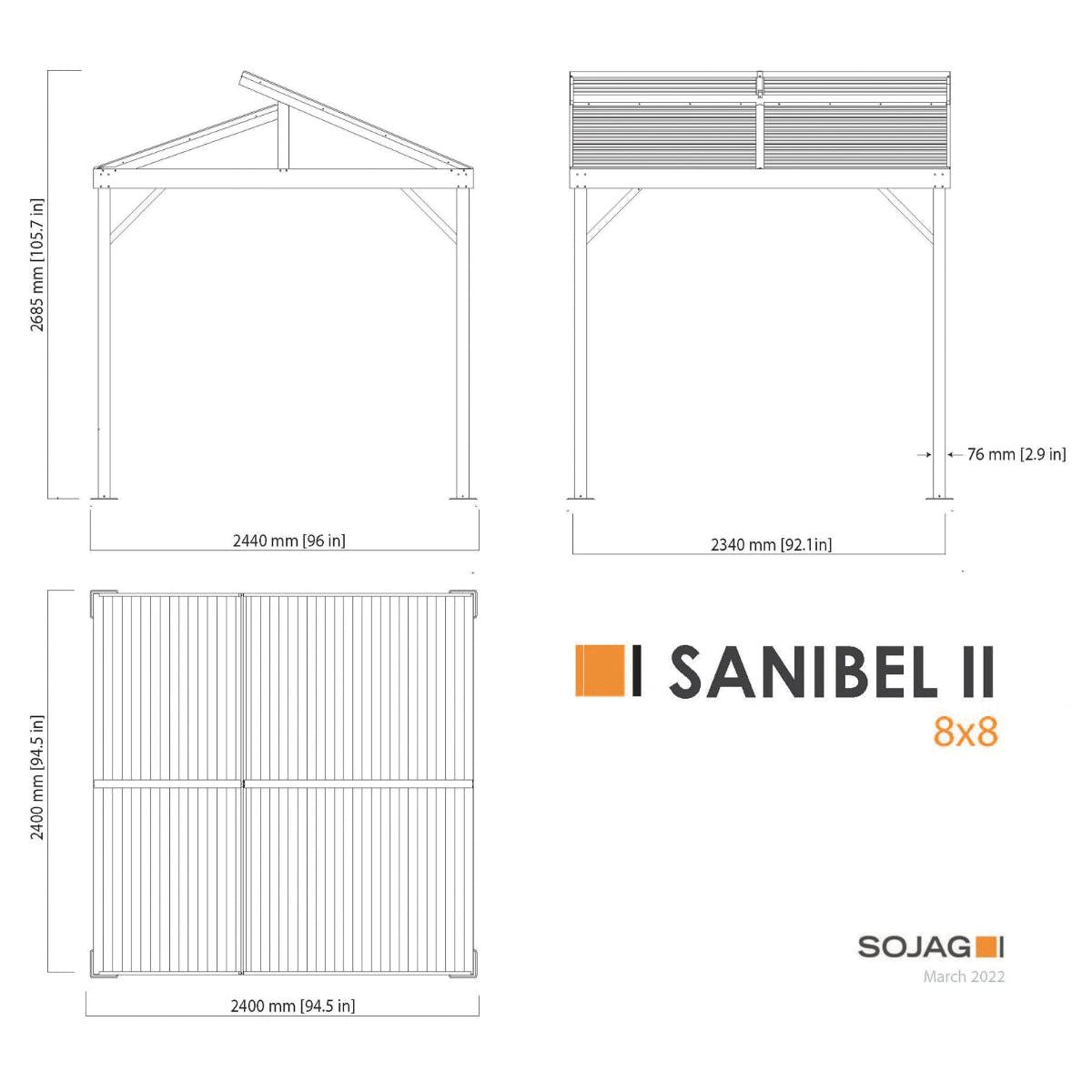 Sanibel II Aluminum Pavilion Gazebo 8 x 8 ft | Sojag-Delightful Yard