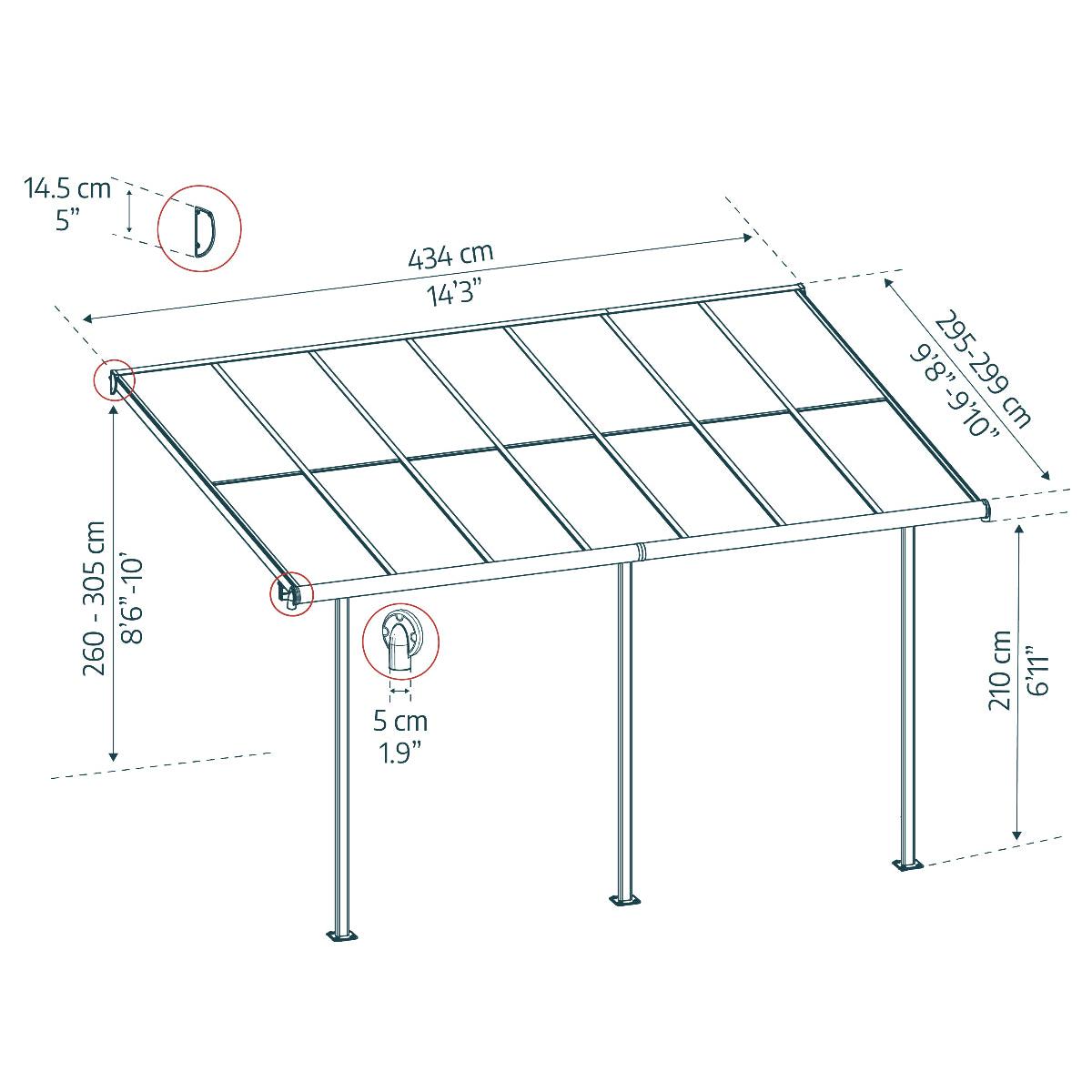Sierra Cabrio Aluminum Patio Covers 10 x 14 ft. Retractable Grey Panels | Palram-Canopia-Delightful Yard