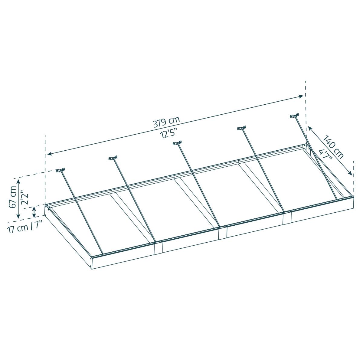 Sophia XL Door Awning 12.5 x 4.5 ft Clear Panel | Palram-Canopia-Delightful Yard