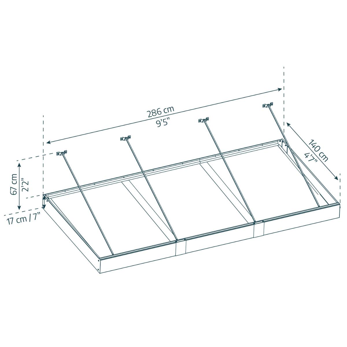 Sophia XL Door Awning 9.5 x 4.5 ft Clear Panel | Palram-Canopia-Delightful Yard