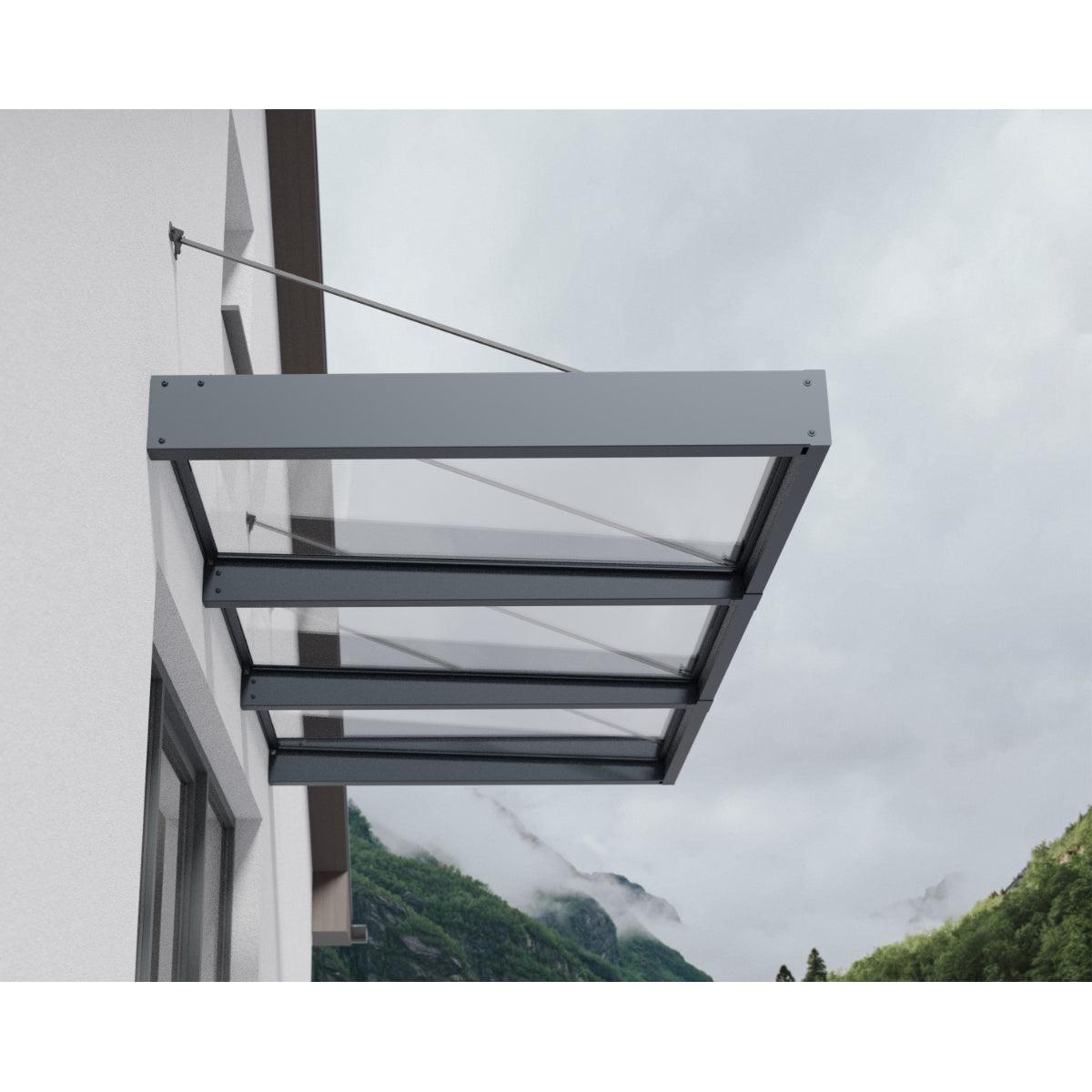Sophia XL Door Awning 9.5 x 4.5 ft Clear Panel | Palram-Canopia-Delightful Yard
