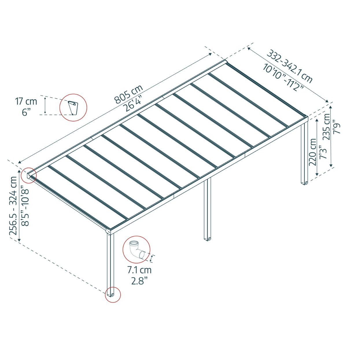 Stockholm Aluminum Patio Covers 11 x 26 ft. Clear Panels | Palram-Canopia-Delightful Yard