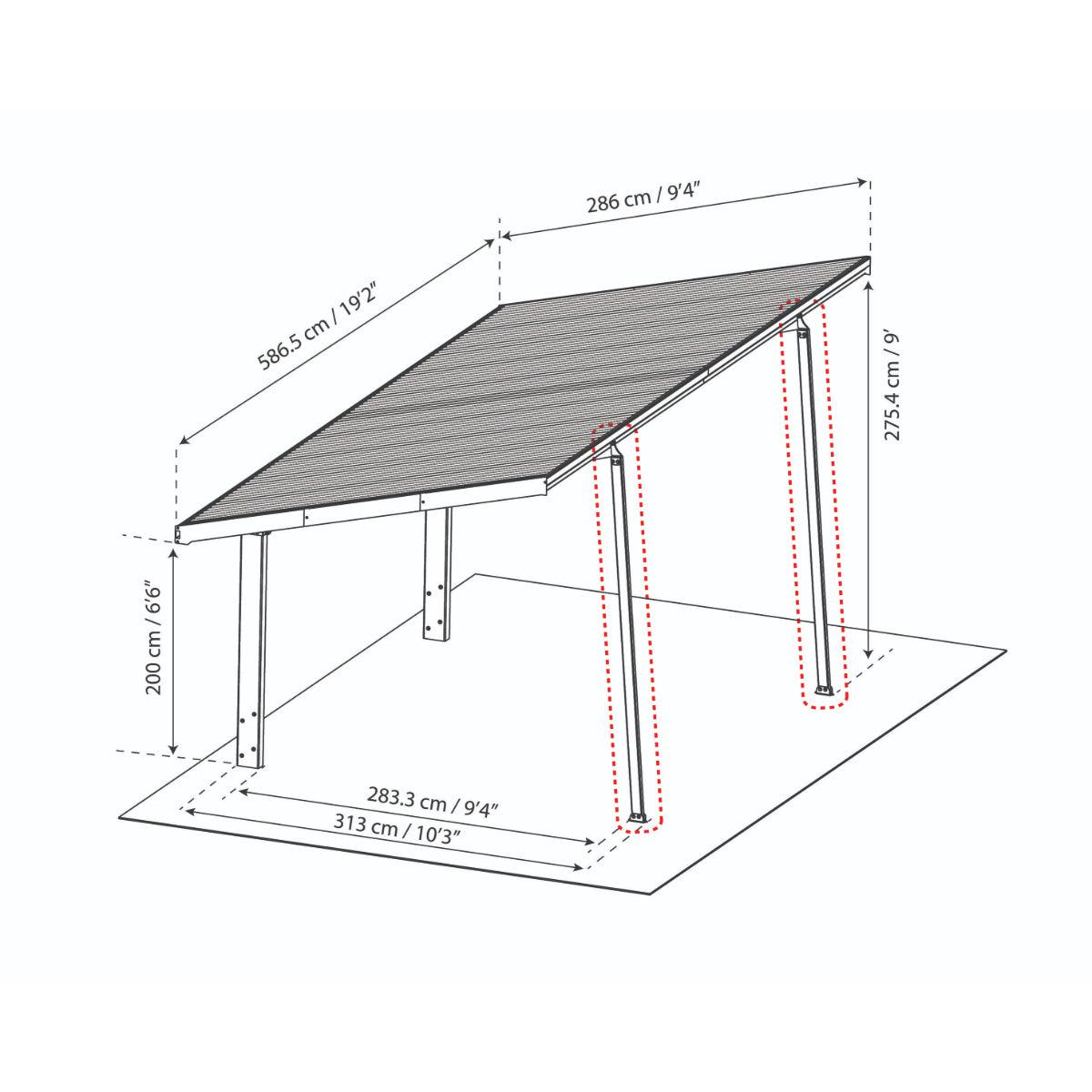 Sydney Wave Aluminum Carport 10 x 20 x 9 ft. | Palram-Canopia-Delightful Yard