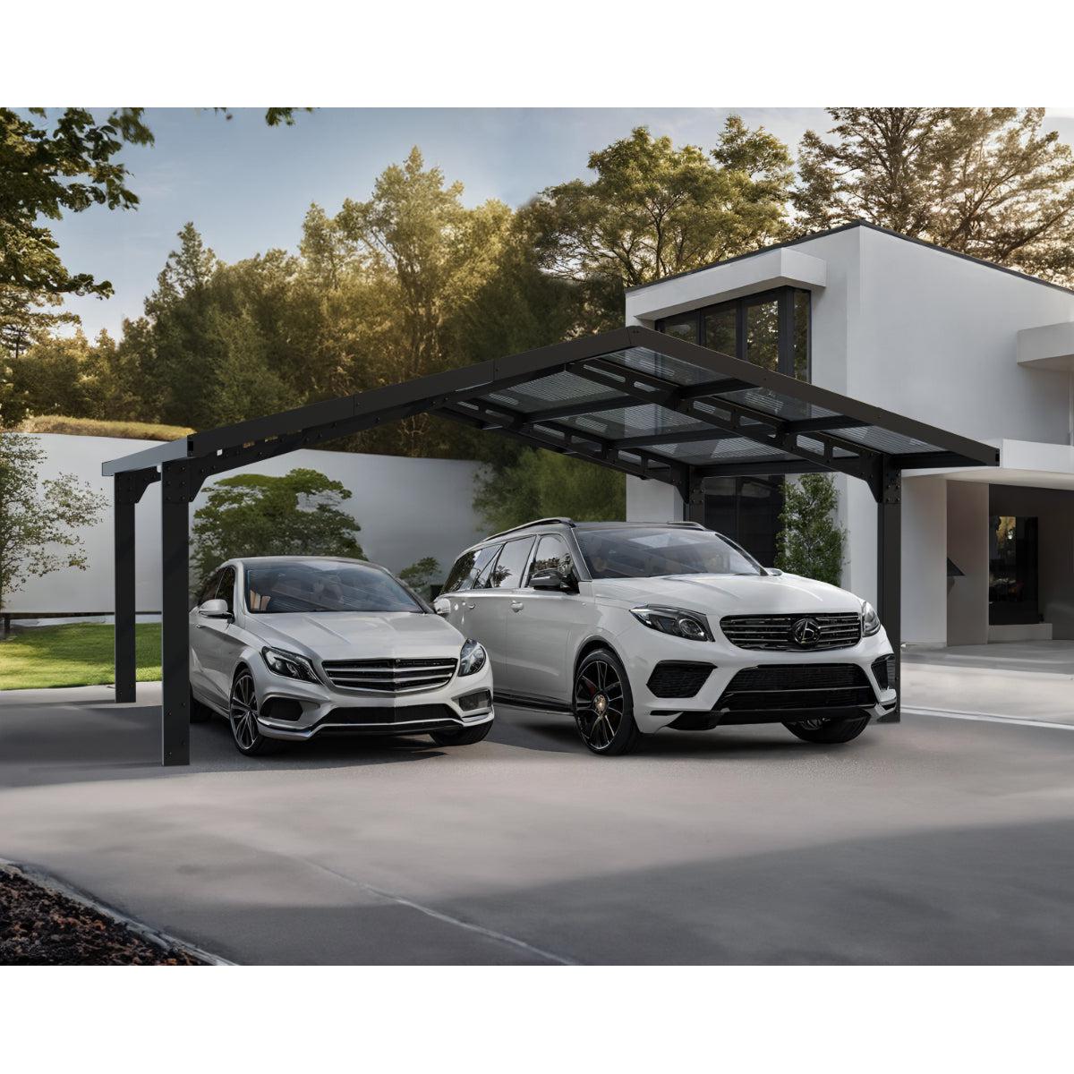 Sydney Wave Aluminum Carport 10 x 20 x 9 ft. | Palram-Canopia-Delightful Yard