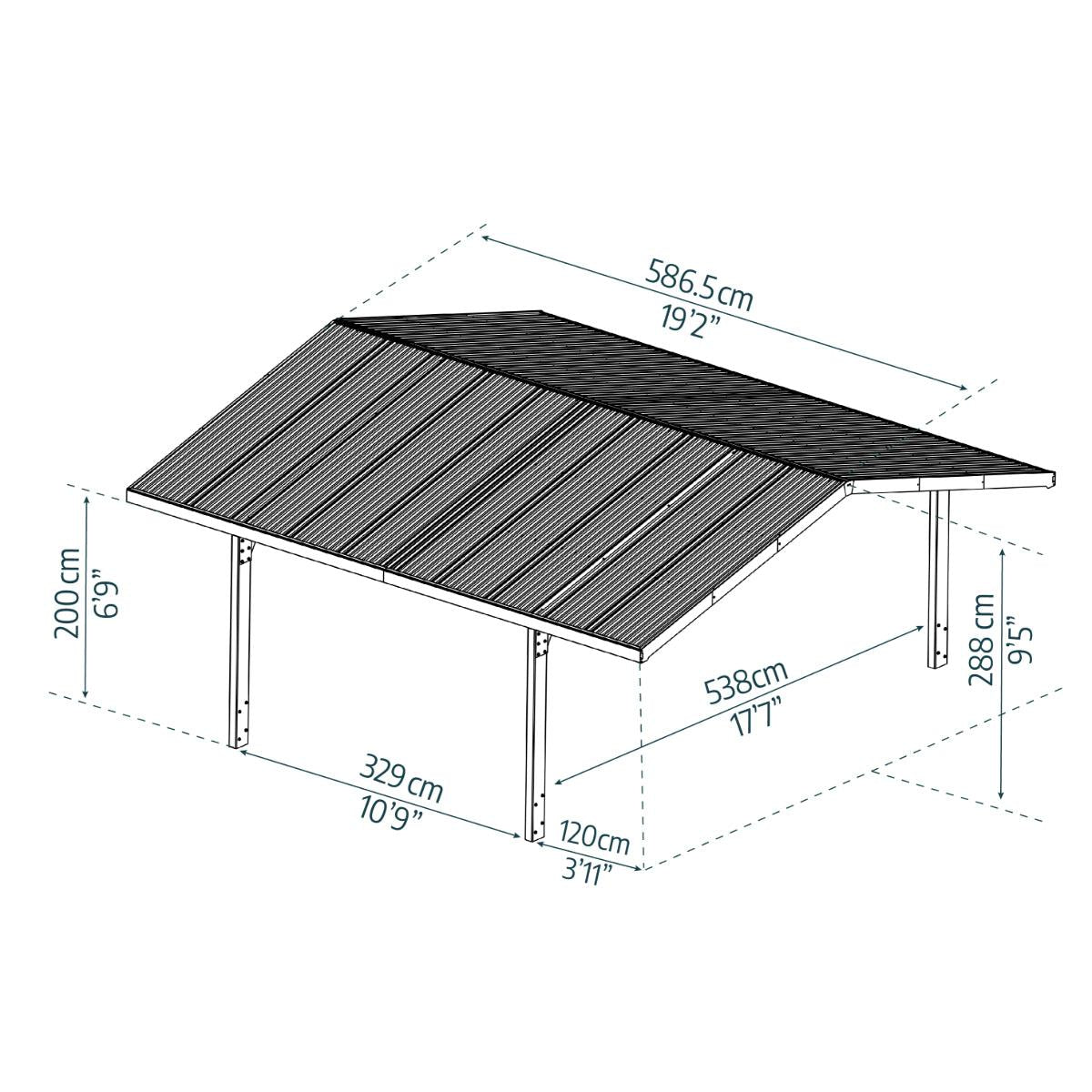 Sydney Wave Aluminum Carport 10 x 20 x 9 ft. | Palram-Canopia-Delightful Yard