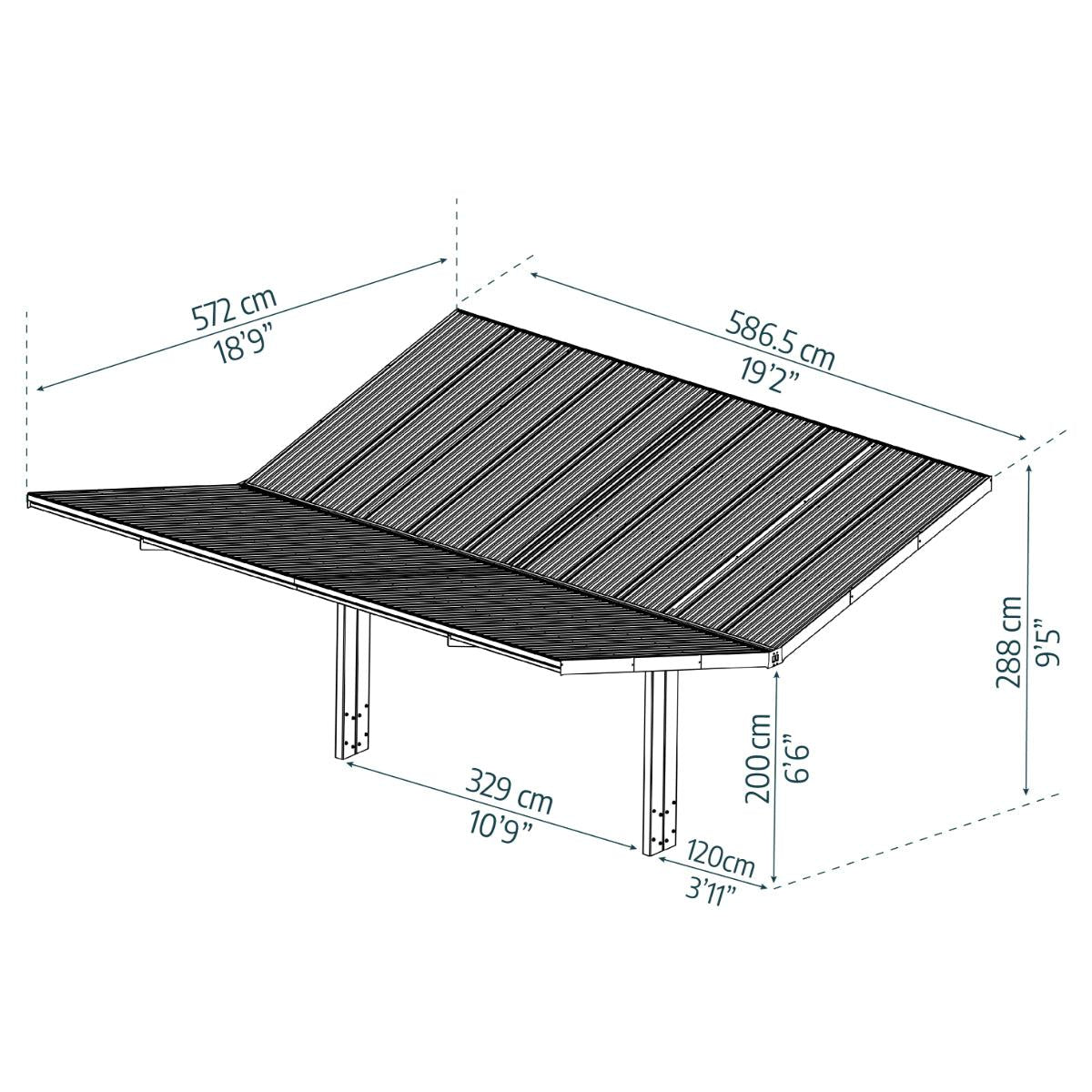 Sydney Wave Aluminum Carport 10 x 20 x 9 ft. | Palram-Canopia-Delightful Yard