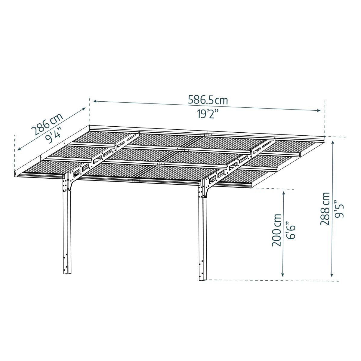 Sydney Wave Aluminum Carport 10 x 20 x 9 ft. | Palram-Canopia-Delightful Yard