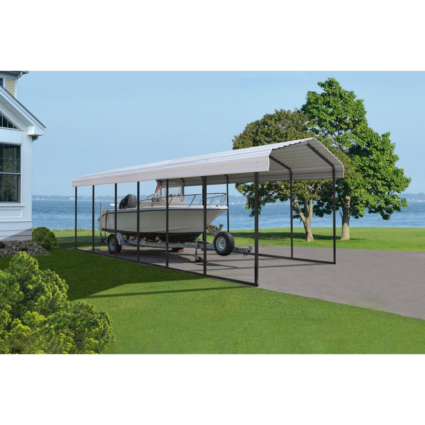 Arrow Steel Carport Canopy 10 x 29 x 9 ft.-Delightful Yard