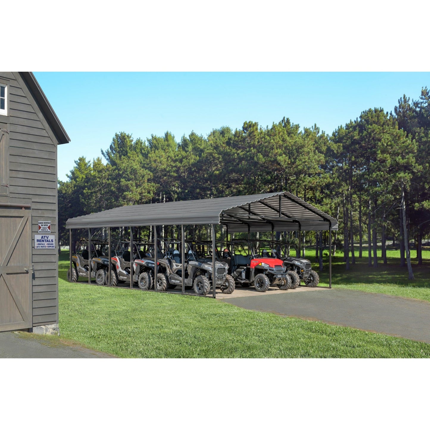 Arrow Steel Carport Canopy 20 x 29 x 9 ft.-Delightful Yard