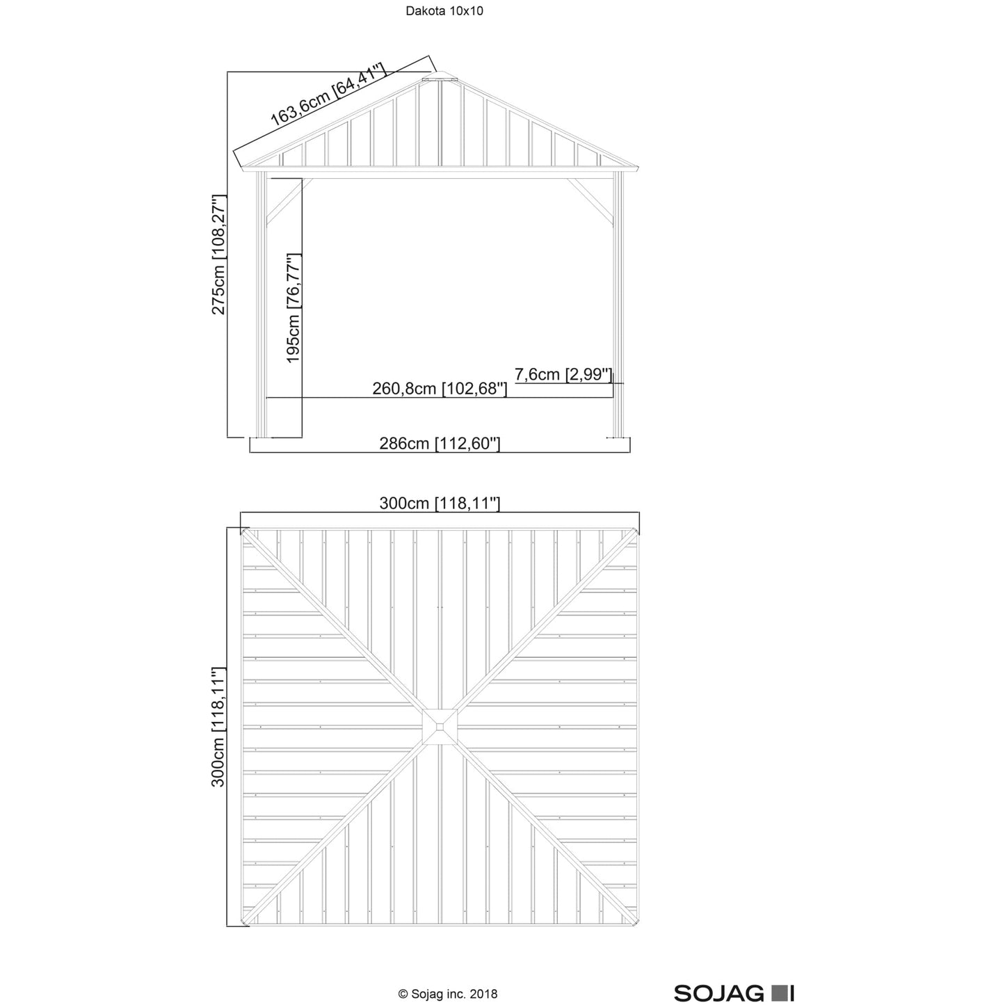 Sojag Dakota Gazebo 10 x 10 ft - Delightful Yard