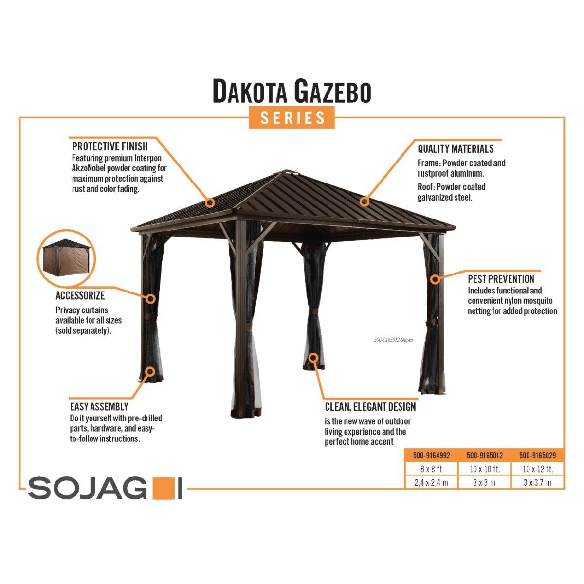 Sojag Dakota Gazebo 10 x 10 ft - Delightful Yard