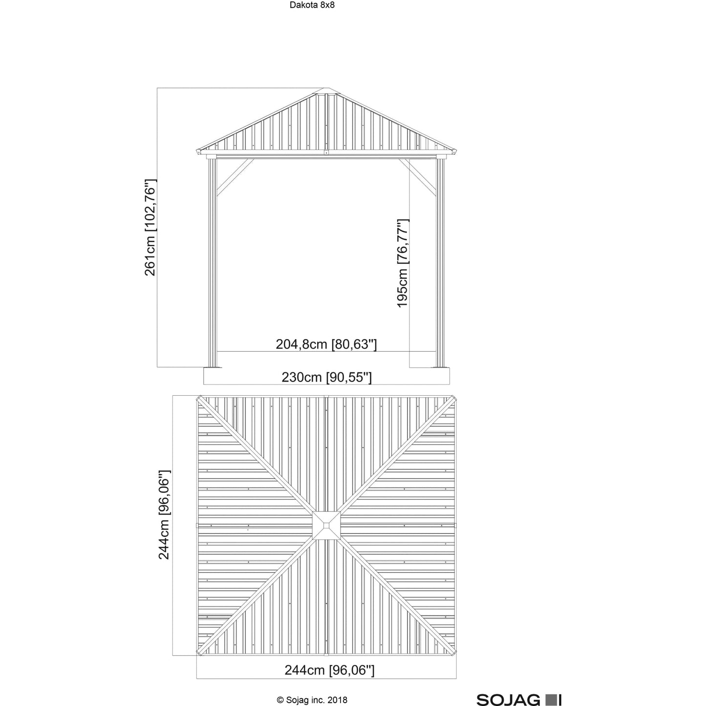 Sojag Dakota Gazebo 8 x 8 ft - Delightful Yard