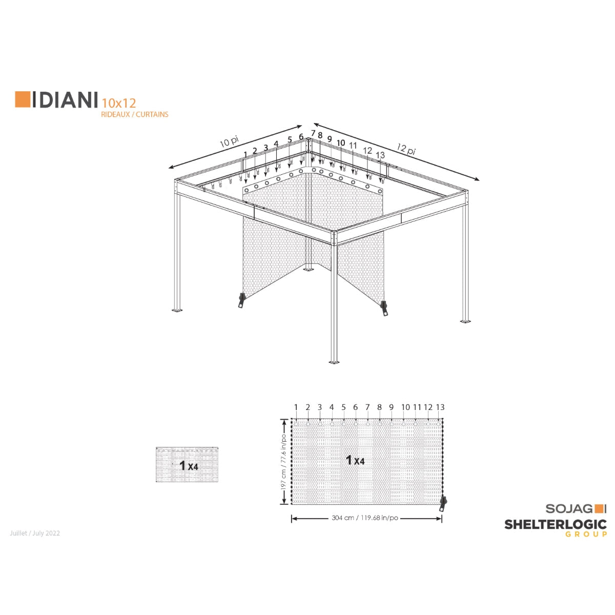 Diani Gazebo Curtains 10 x 12 ft | Sojag-Delightful Yard