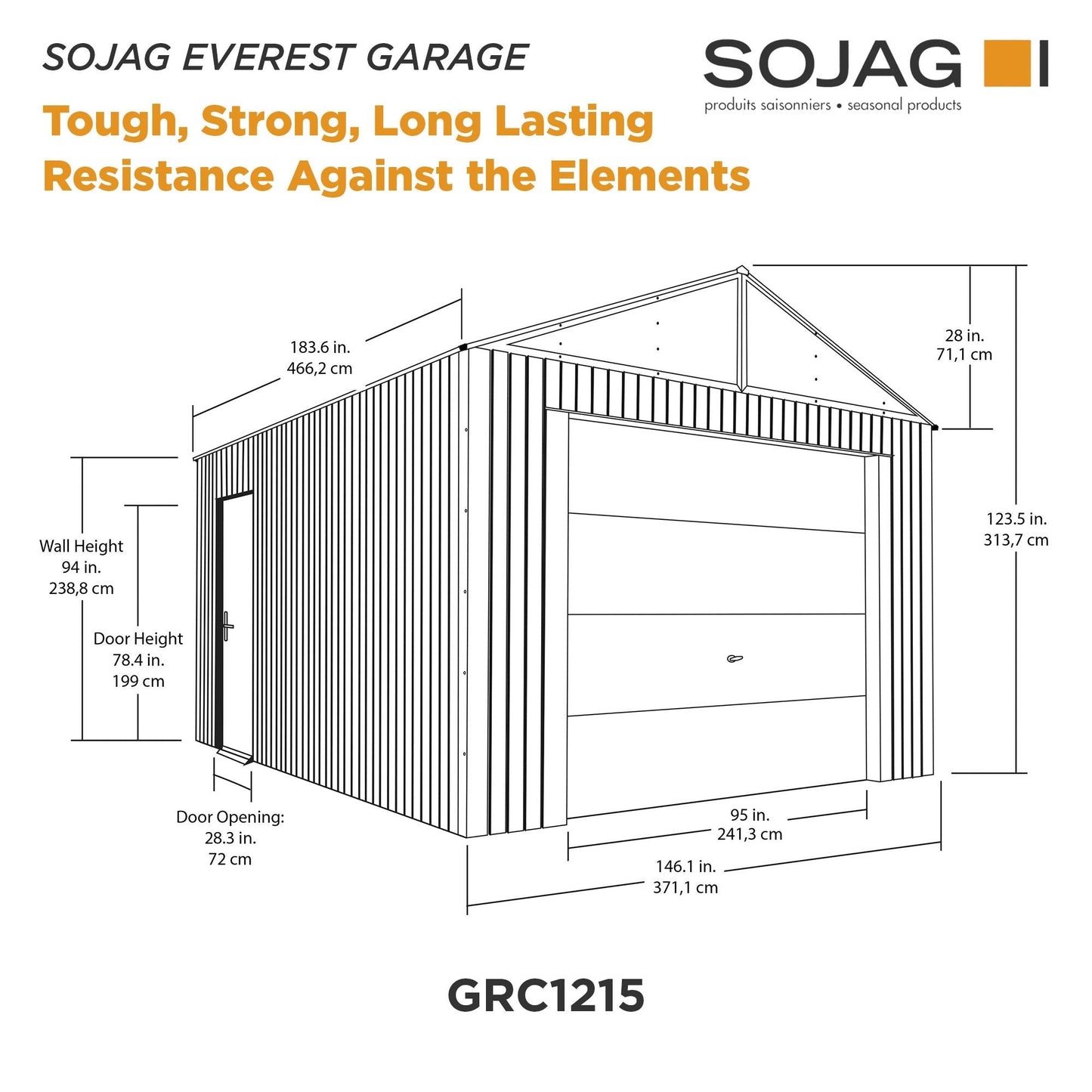 Everest Steel Garage Shed 12 x 15 ft | Sojag-Delightful Yard