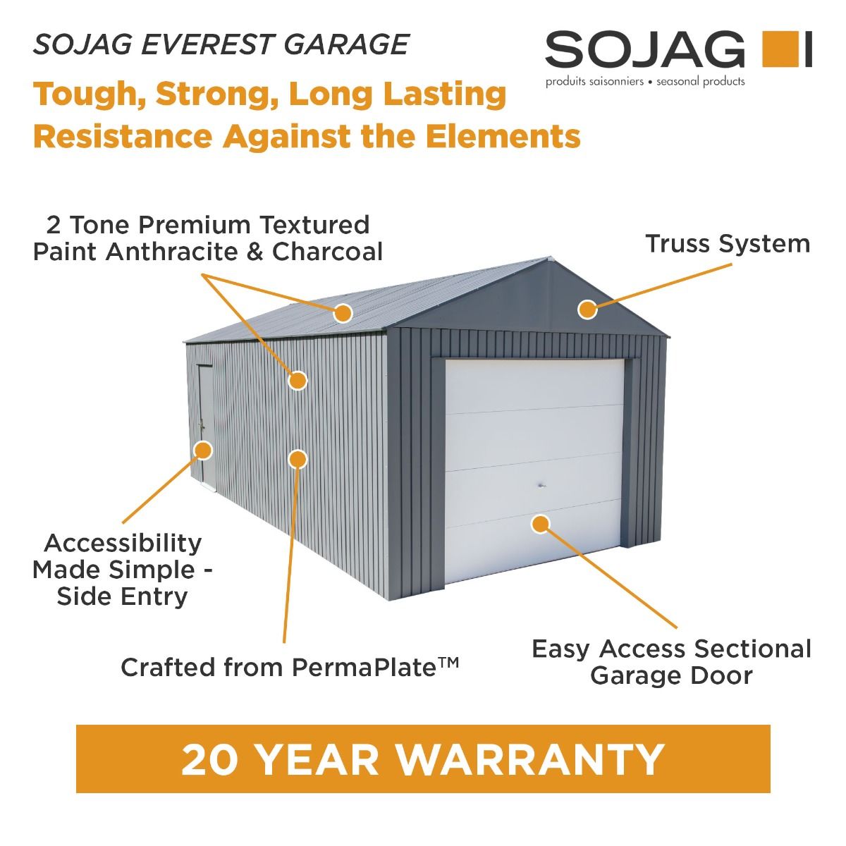 Everest Steel Garage Shed 12 x 15 ft | Sojag-Delightful Yard
