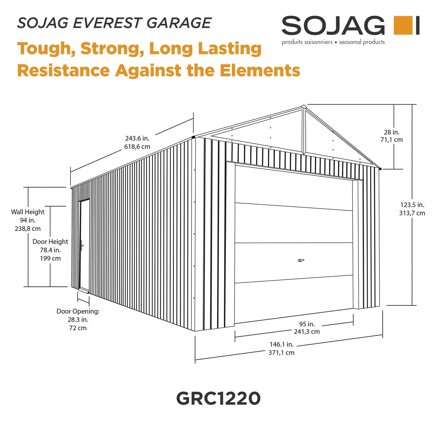 Everest Steel Garage Shed 12 x 20 ft | Sojag-Delightful Yard