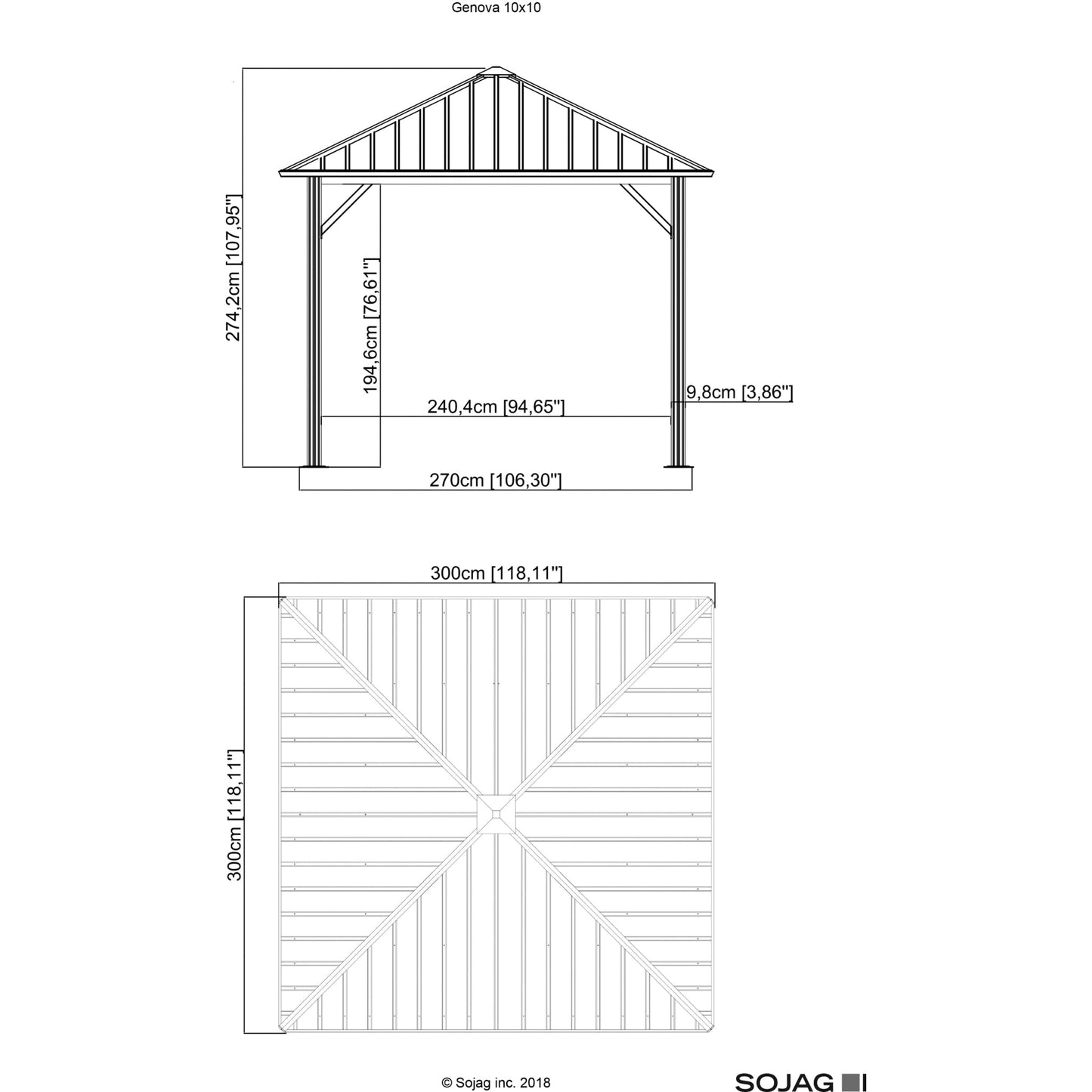 Sojag Genova Gazebo 10 x 10 ft - Delightful Yard