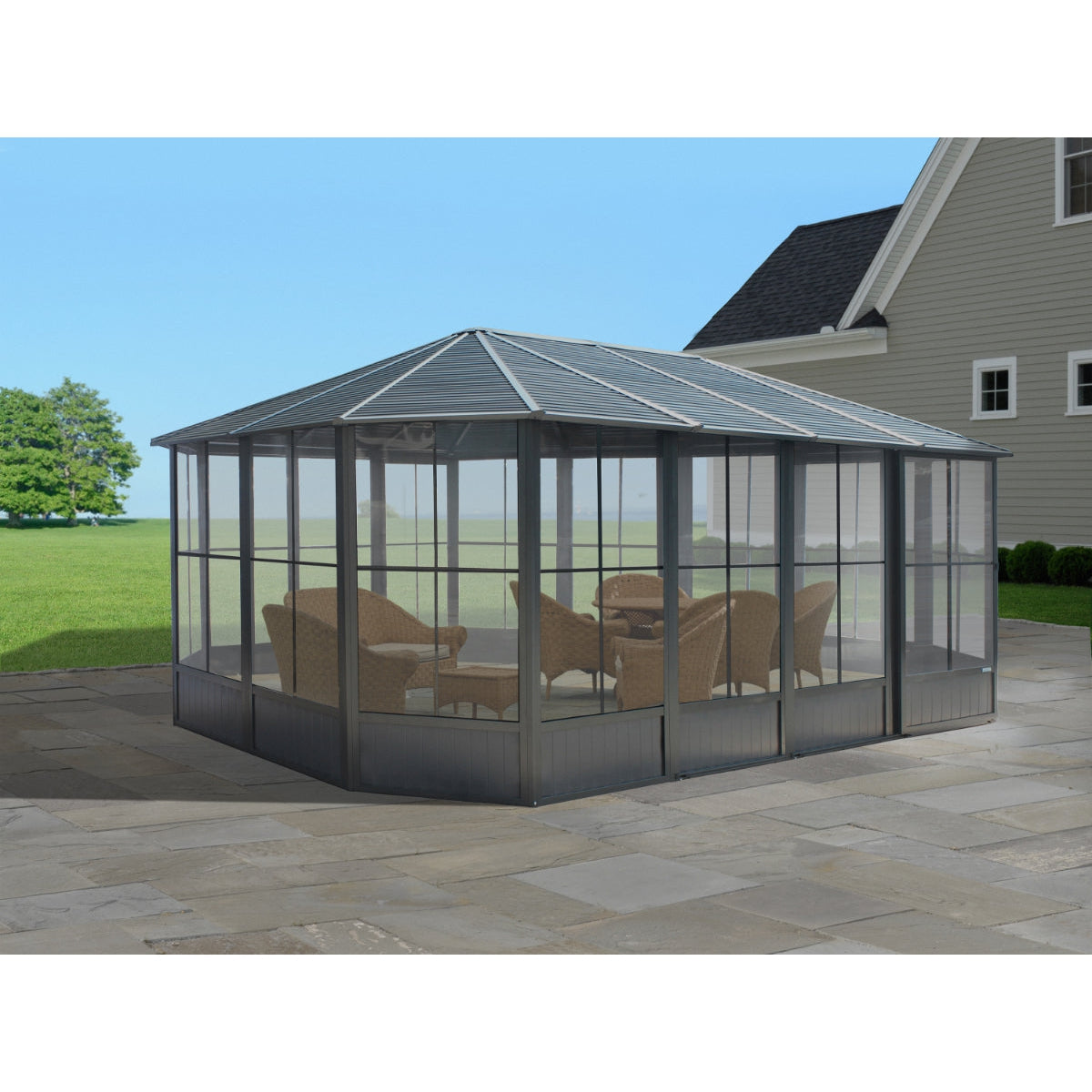 Korado Aluminum Octagonal Solarium 12 x 18 ft. | Sojag-Delightful Yard