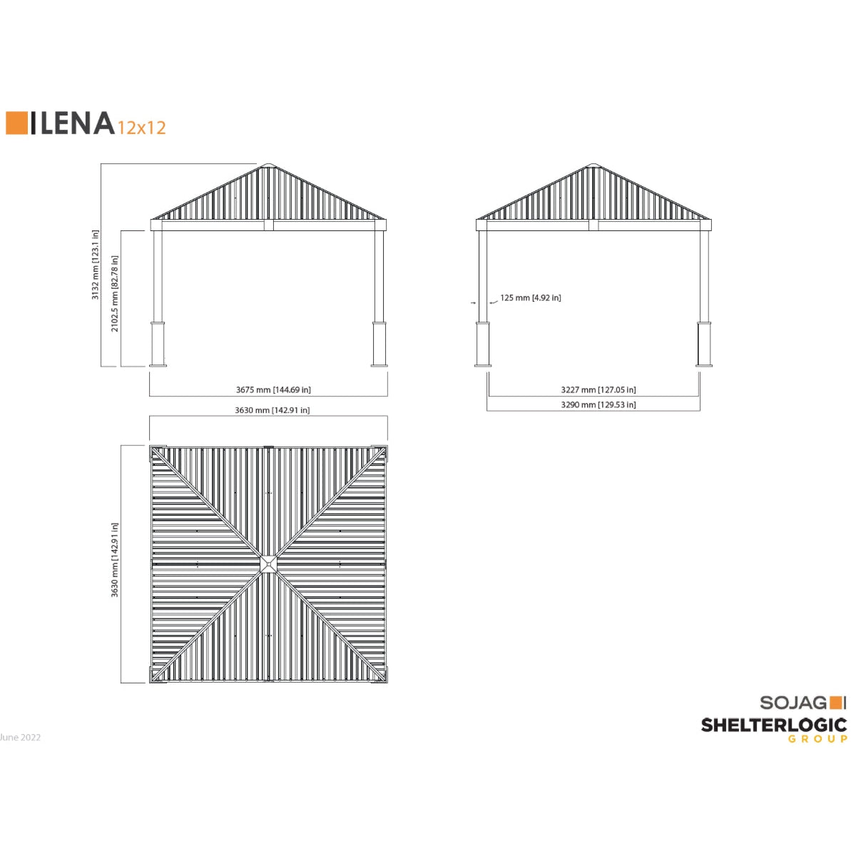 Lena Aluminum Gazebo 12 x 12 ft | Sojag-Delightful Yard
