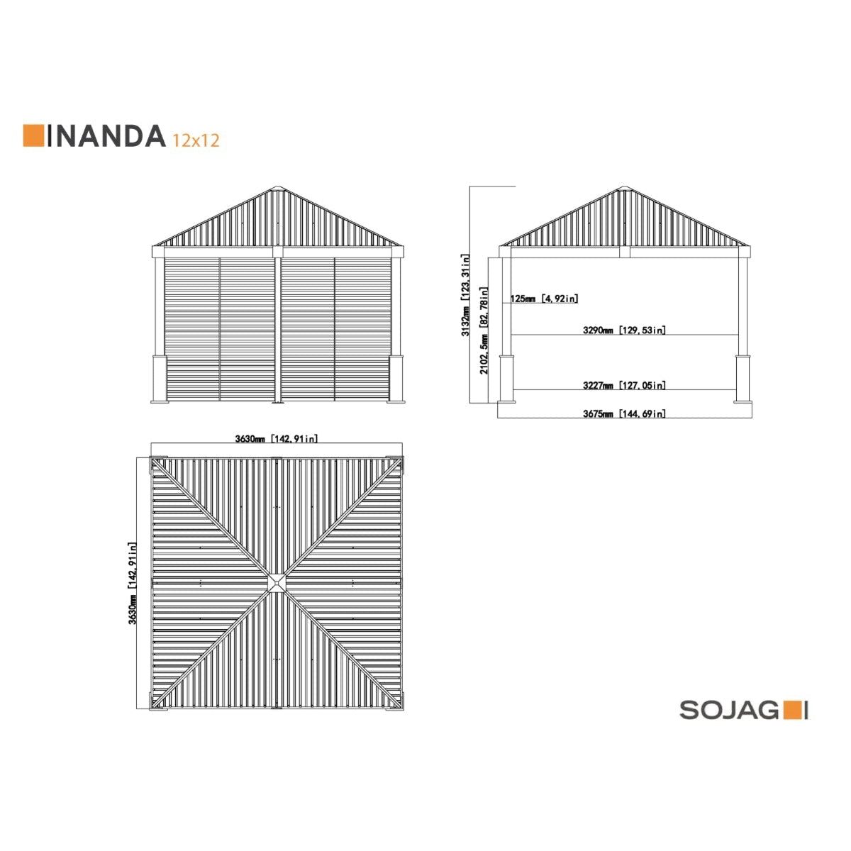 Sojag Nanda Gazebo 12 x 12 ft - Delightful Yard
