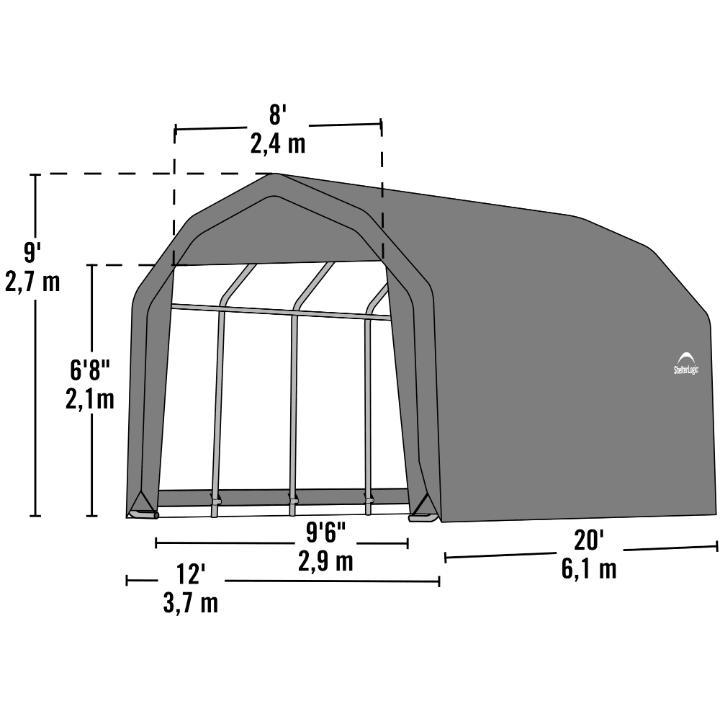 ShelterCoat 12 x 20 x 9 ft. Garage Barn Shelter - Delightful Yard