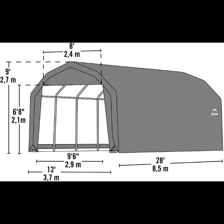 ShelterCoat 12 x 28 x 9 ft. Garage Barn Shelter - Delightful Yard