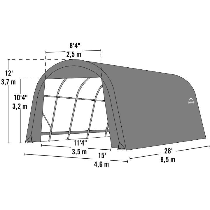 ShelterCoat 15 x 28 x 12 ft. Wind and Snow Rated Garage Round Top - Delightful Yard
