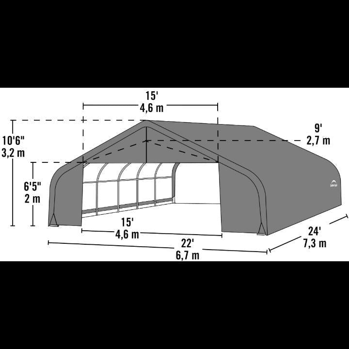 ShelterCoat 22 x 24 x 11 ft. Garage Peak Top - Delightful Yard