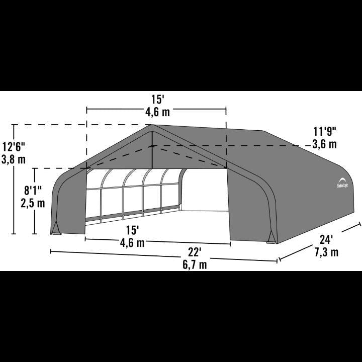 ShelterCoat 22 x 24 x 13 ft. Garage Peak Top - Delightful Yard