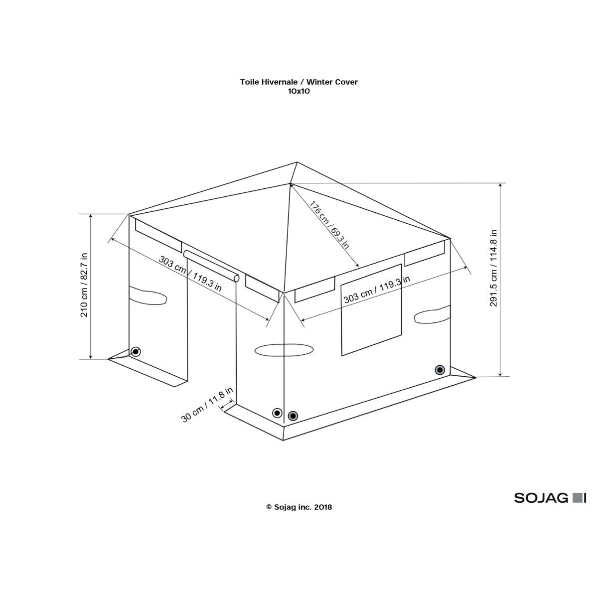 Sojag Universal Winter Gazebo Cover 10 x 10 ft - Delightful Yard