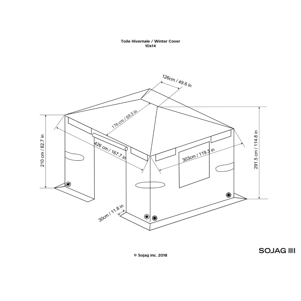 Sojag Universal Winter Gazebo Cover 10 x 14 ft - Delightful Yard