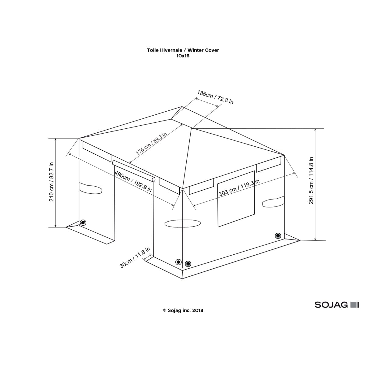 Sojag Universal Winter Gazebo Cover 10 x 16 ft - Delightful Yard