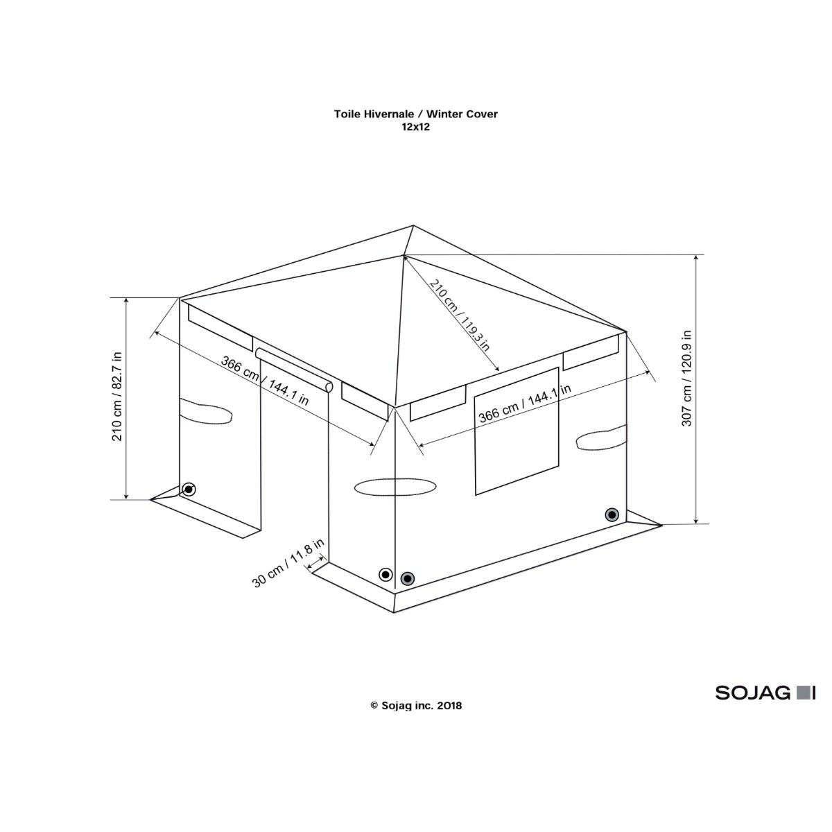 Sojag Universal Winter Gazebo Cover 12 x 12 ft - Delightful Yard