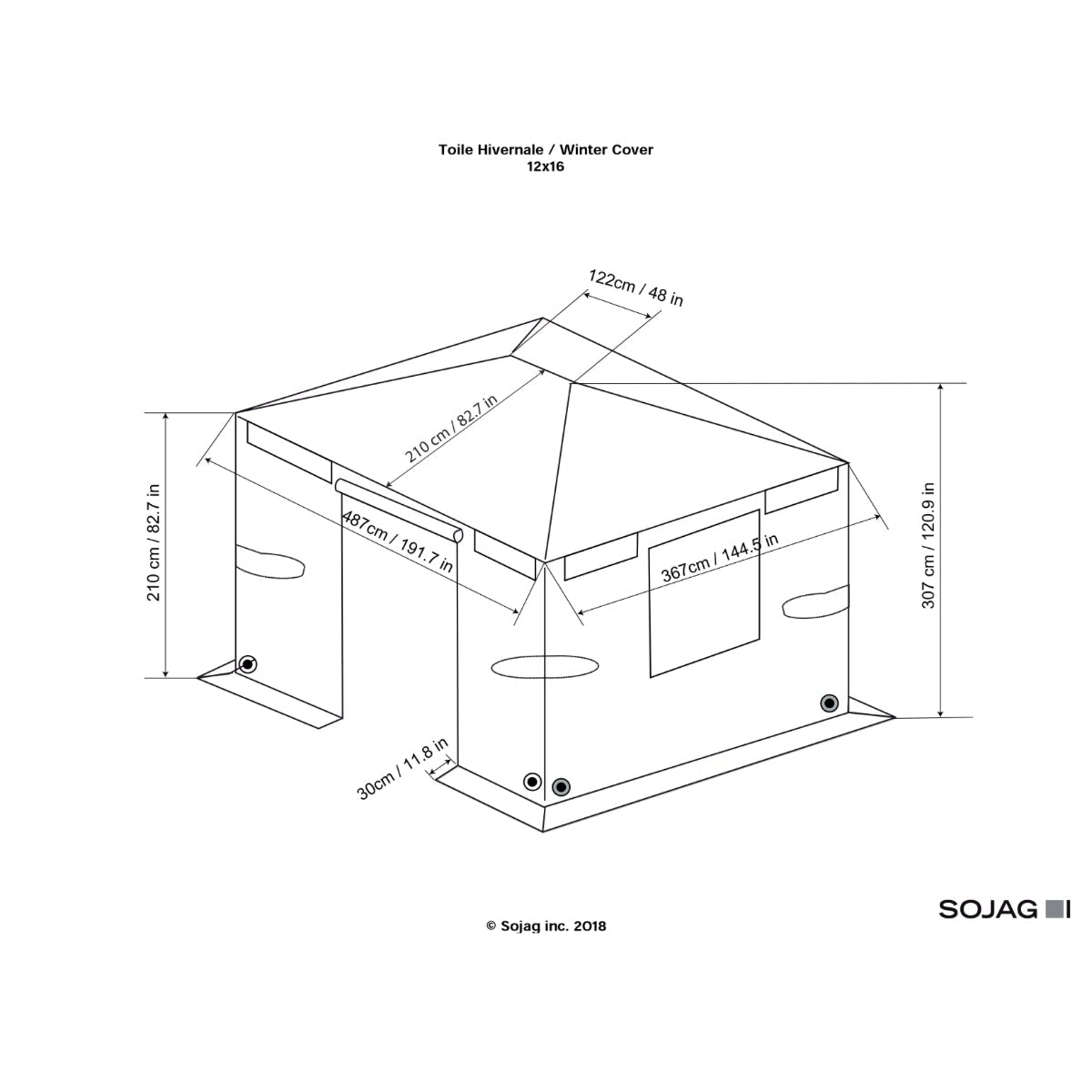 Sojag Universal Winter Gazebo Cover 12 x 16 ft - Delightful Yard