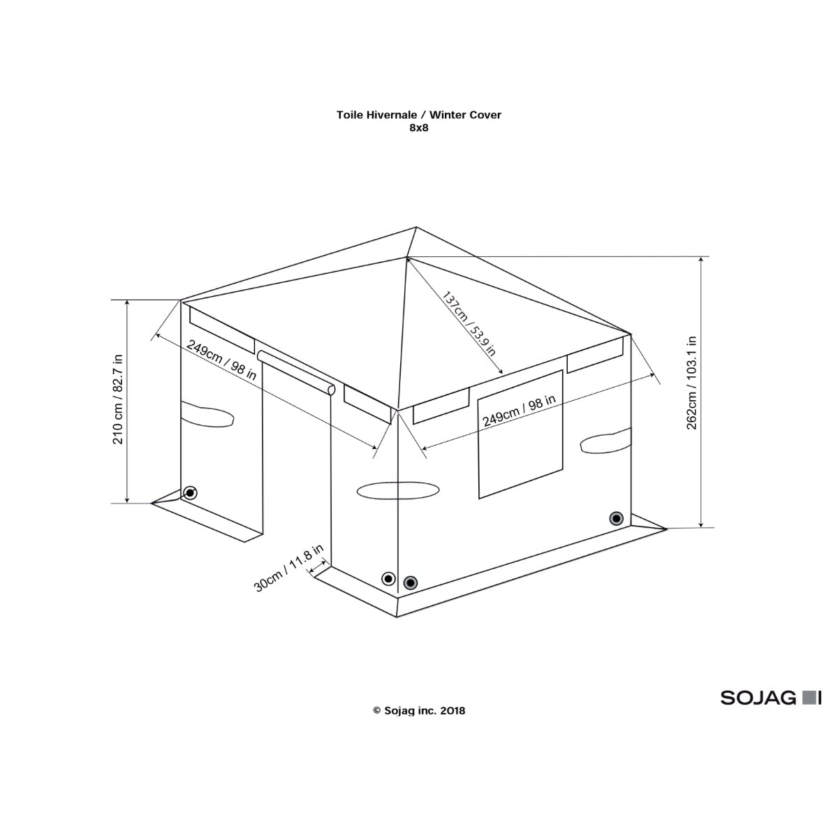 Sojag Universal Winter Gazebo Cover 8 x 8 ft - Delightful Yard