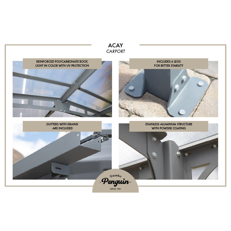 Acay Aluminum Carport Gazebo 12 x 16.5 ft. | Gazebo PenGuin-Delightful Yard