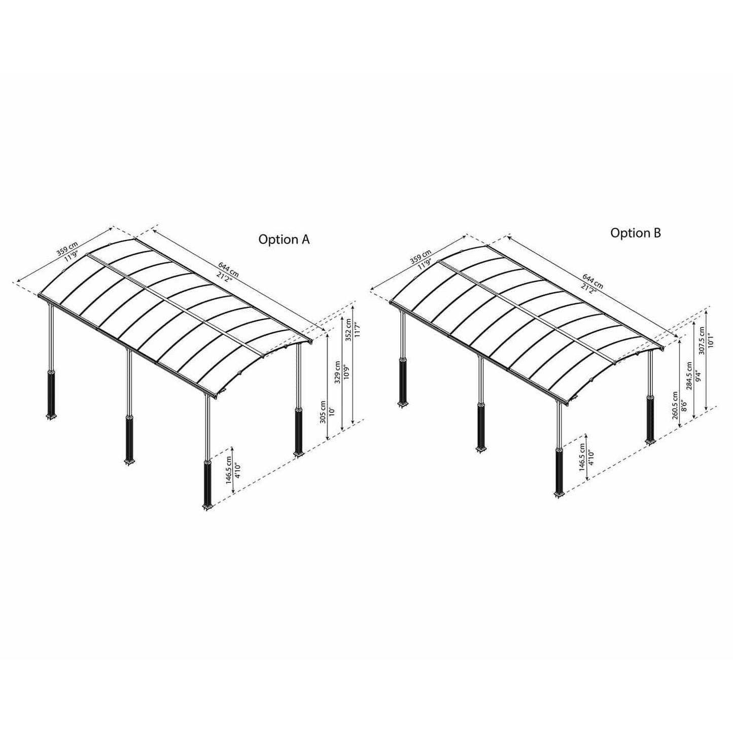 Arcadia 6400 Alpine Carport 12 x 21 x 11.6 ft. | Palram-Canopia - Delightful Yard