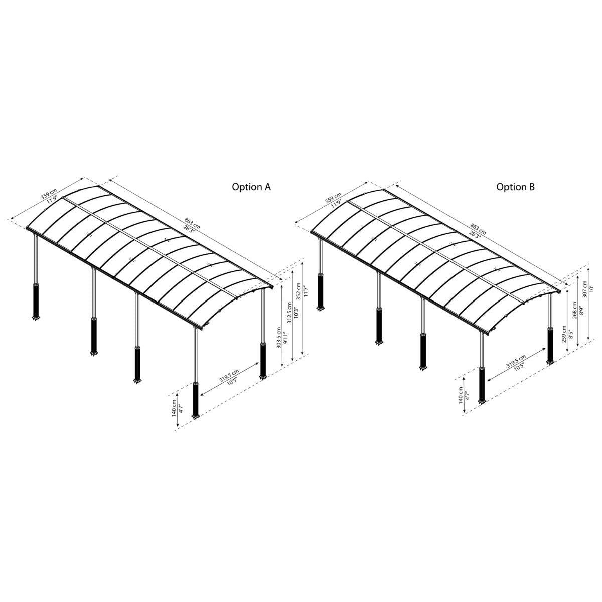Alpine Aluminum RV Carport 12 x 28 x 10 ft. | Palram-Canopia-Delightful Yard